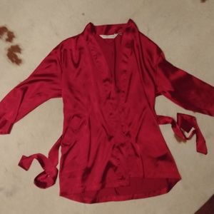 Red satin Victoria's Secret half robe